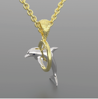 925 Sterling Silver Dolphin Hoop Pendant produce by HUNGKUANG