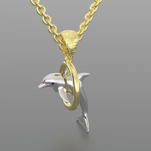 925 Sterling Silver Dolphin Hoop Pendant produce by HUNGKUANG